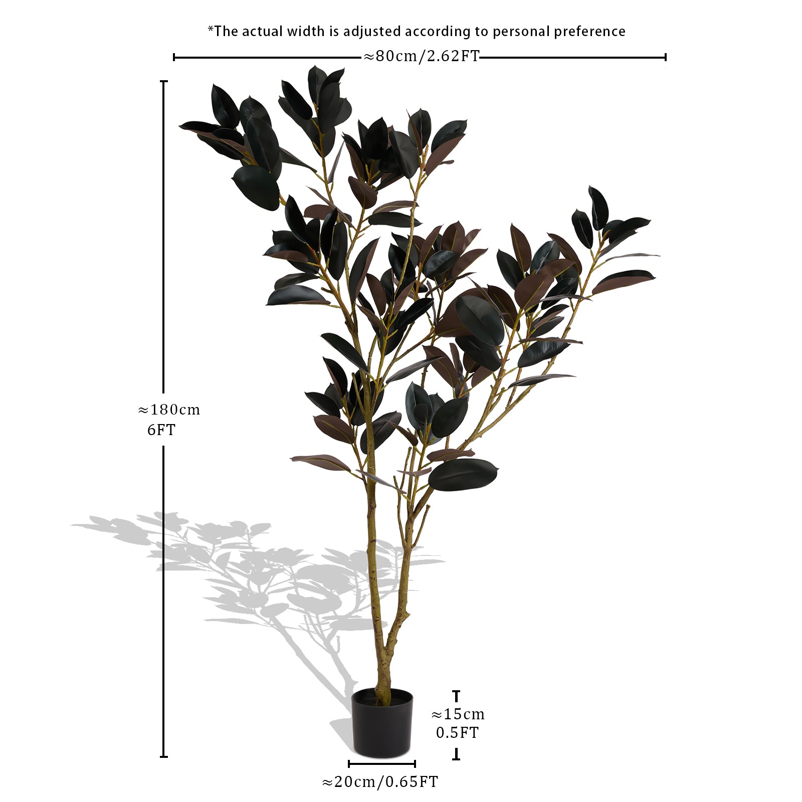 Mypoetree 6ft Artificial Rubber Tree in Pot – Indoor Faux Topiary Plant for Modern Home Décor