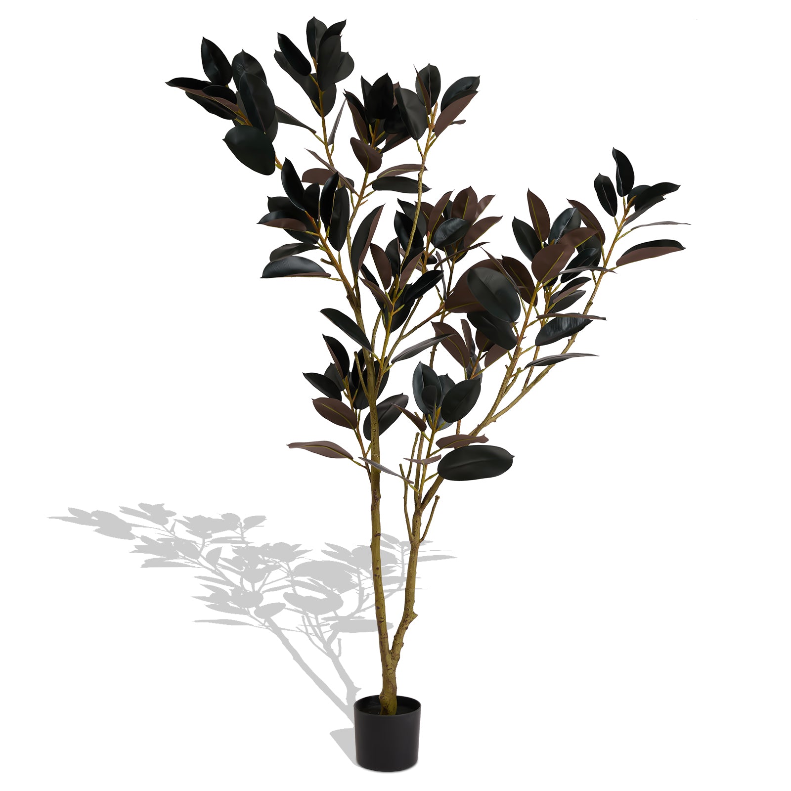 Mypoetree 6ft Artificial Rubber Tree in Pot – Indoor Faux Topiary Plant for Modern Home Décor