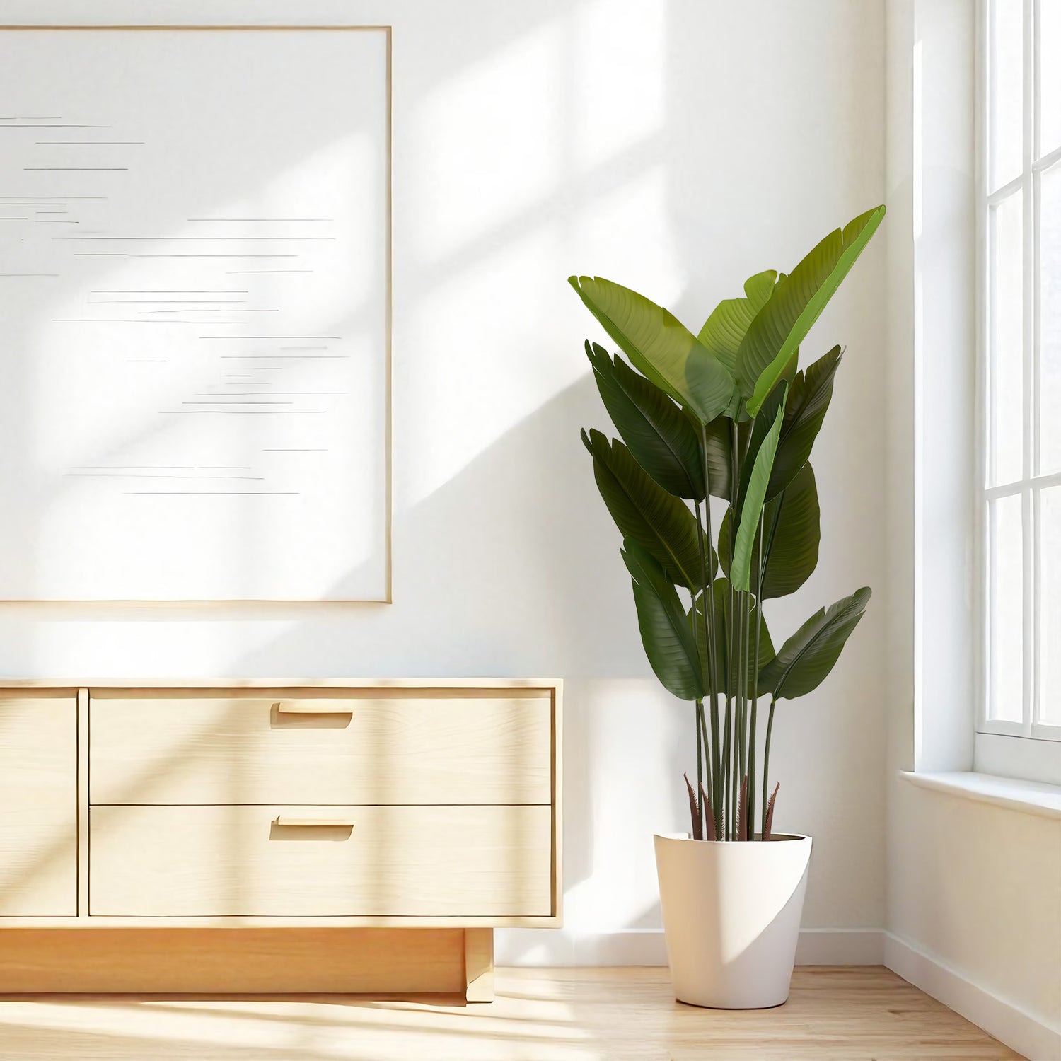 Artificial Bird of Paradise Plant, 160cm Tall Faux Tropical Palm Tree in Pot for Indoor or Outdoor Home, Office, or Garden Decoration, 2pcs/set