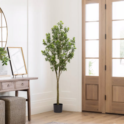 Artificial Orange Jasmine Tree (Murraya Paniculata) - 1PC Realistic Potted Faux Plant for Indoor &amp; Outdoor Decor