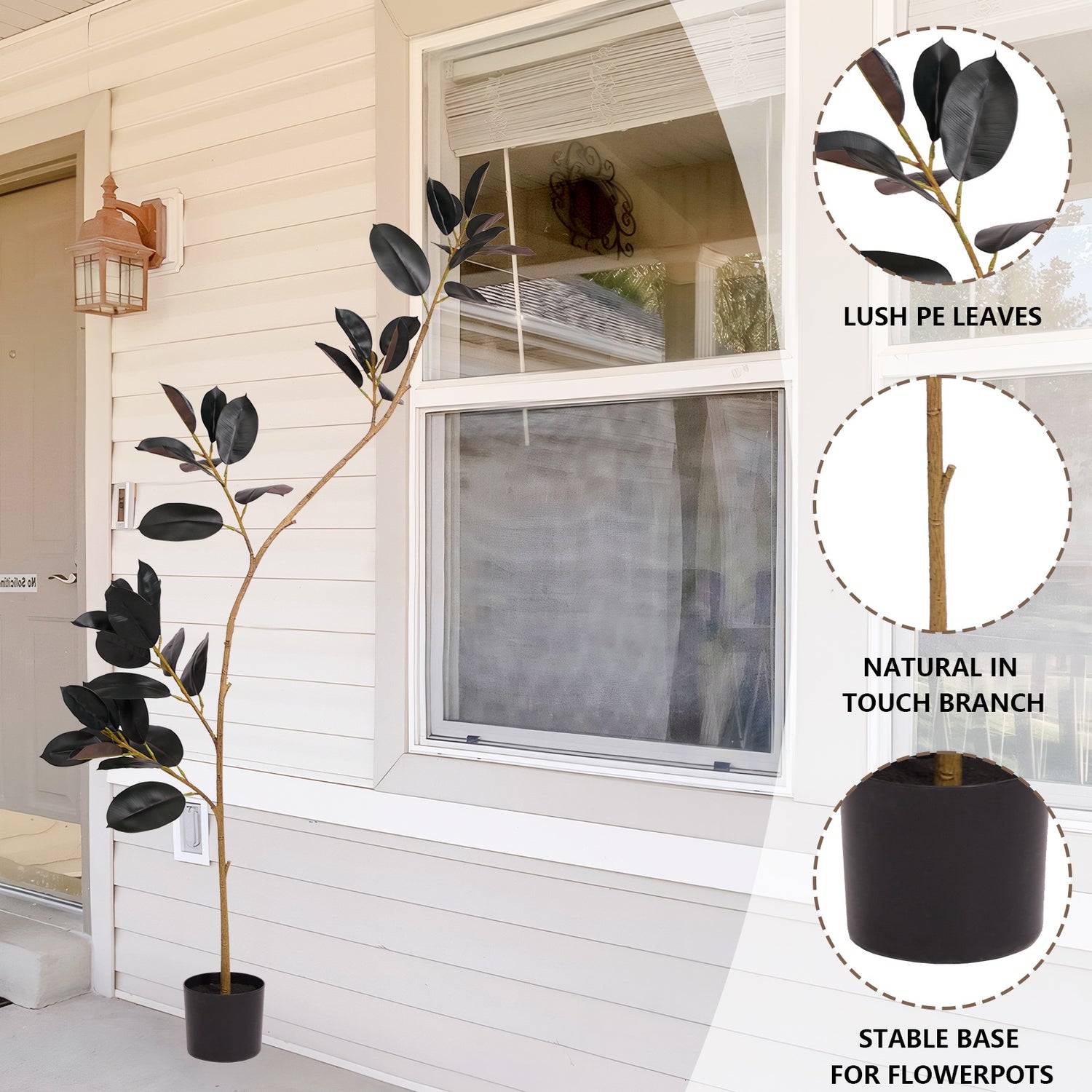 rubber tree plant support Mypoetree 7ft Artificial Rubber Tree in Pot – Realistic Indoor Faux Fi – mypoetree