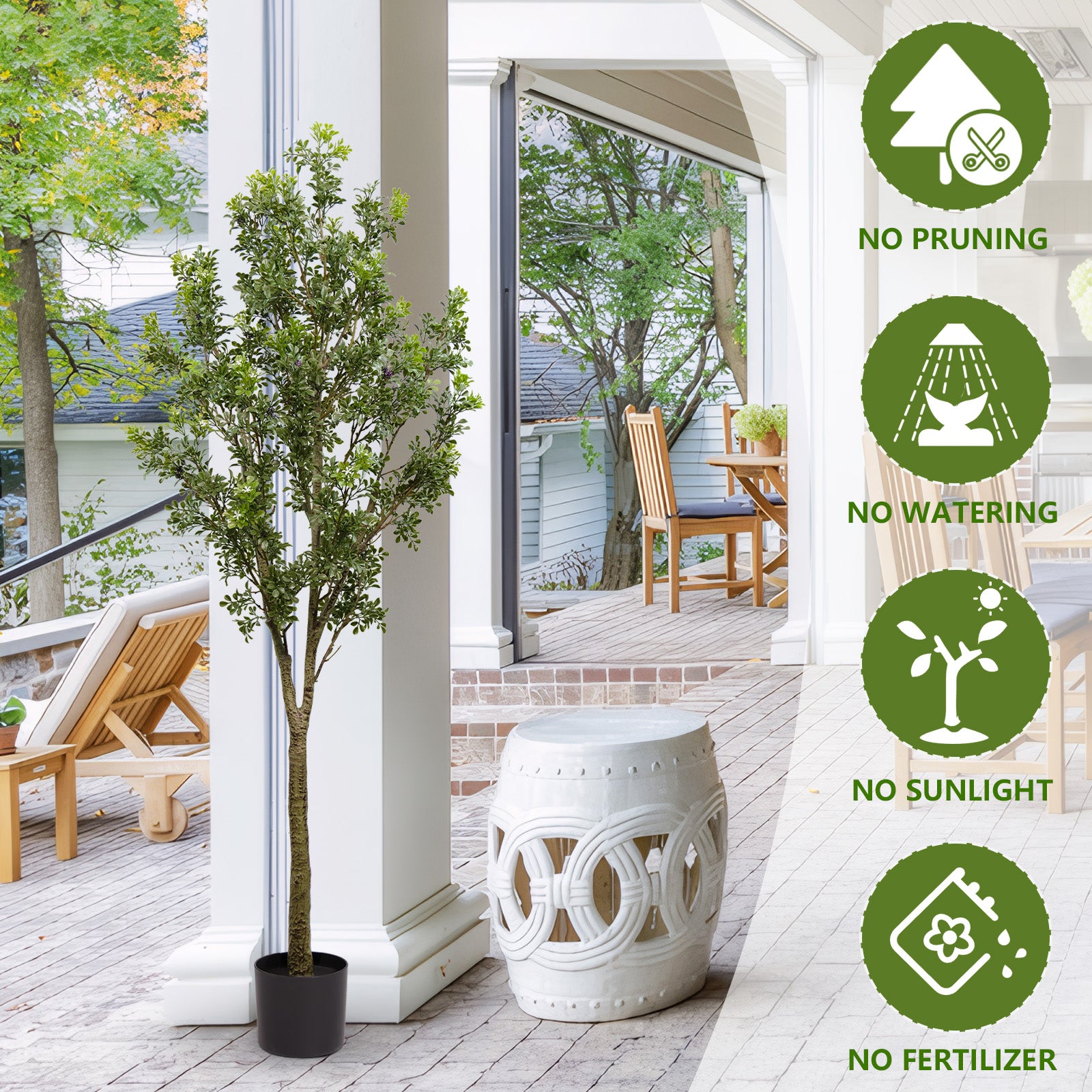 Artificial Orange Jasmine Tree (Murraya Paniculata) - 1PC Realistic Potted Faux Plant for Indoor &amp; Outdoor Decor