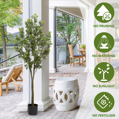 Artificial Orange Jasmine Tree (Murraya Paniculata) - 1PC Realistic Potted Faux Plant for Indoor &amp; Outdoor Decor