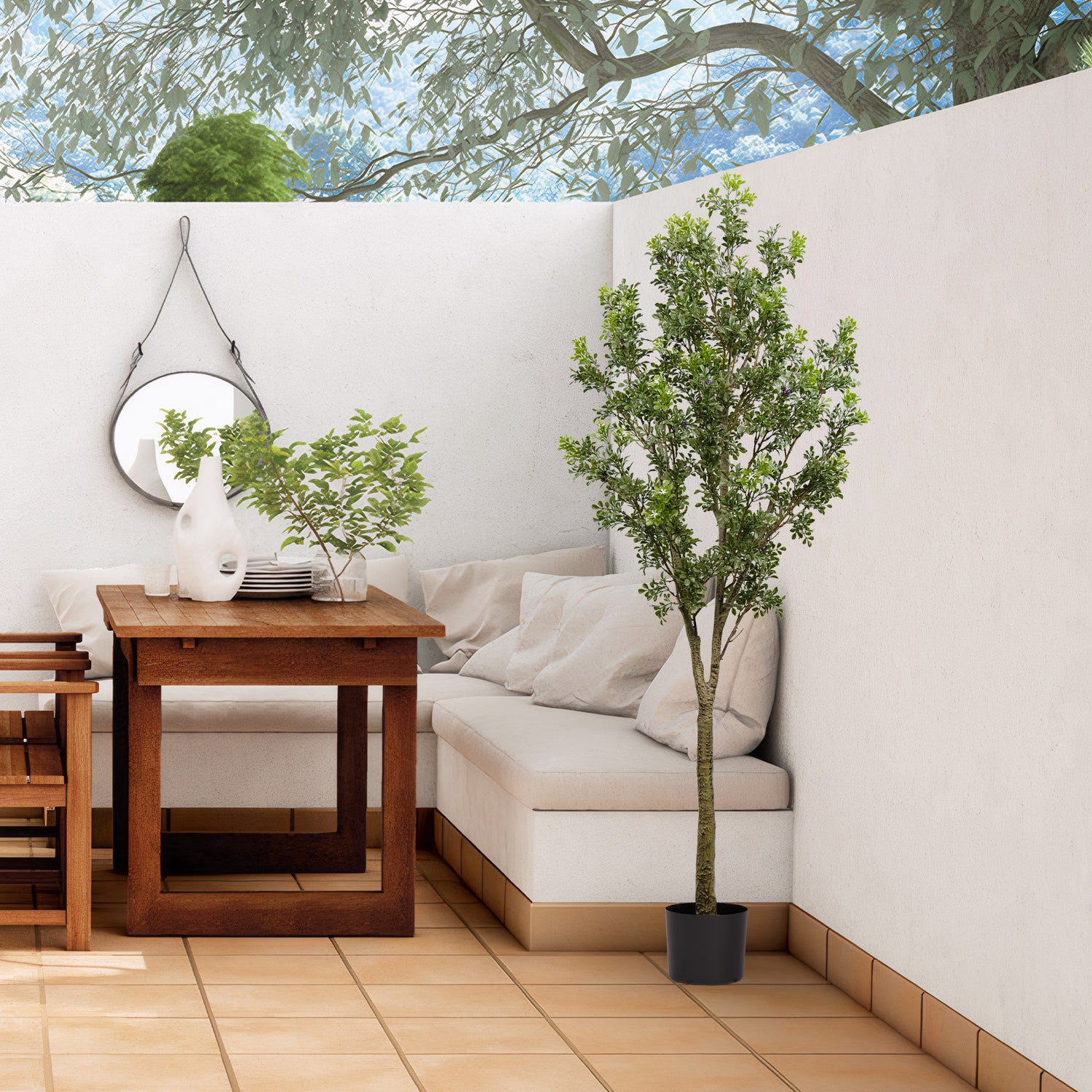 Artificial Orange Jasmine Tree (Murraya Paniculata) - 1PC Realistic Potted Faux Plant for Indoor &amp; Outdoor Decor